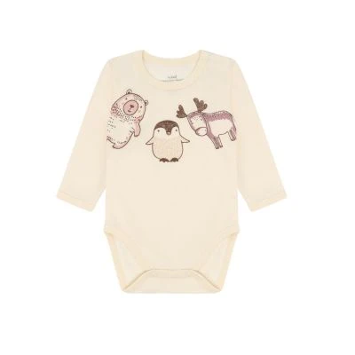 Langarmbody Wolle – Bambus Pinguin