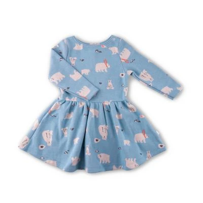 Long-Sleeve Dress Jacquard Knit Polar Bear