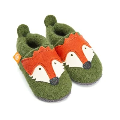 Orangenkinder slippers boiled wool fox