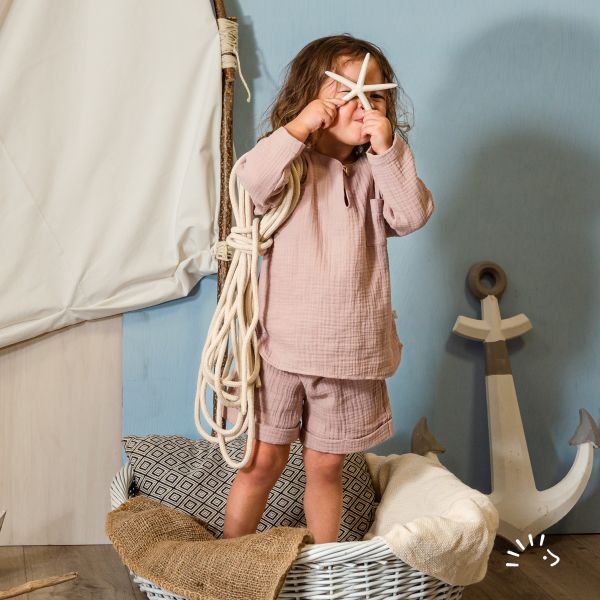 Shorts mit Umschlag Musselin GOTS