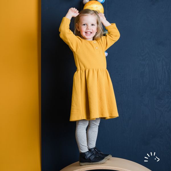 Kleid Langarm Miniwaffle GOTS