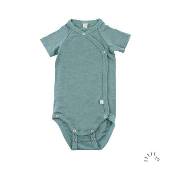 Wickelbody kurzarm Wolle-Seide GOTS