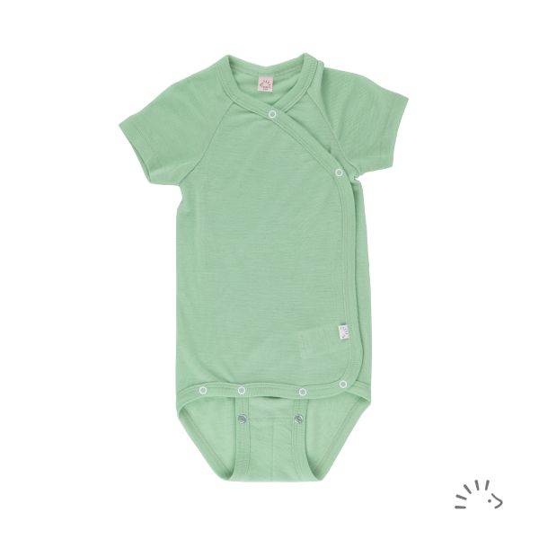 Kurzarm Wickelbody Wolle-Seide