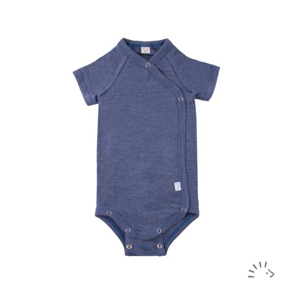 Wickelbody kurzarm Wolle-Seide GOTS