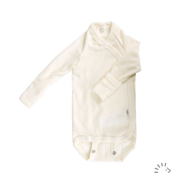 Wickelbody 1/1 Arm mit Kratzschutz Wolle/Seide GOTS