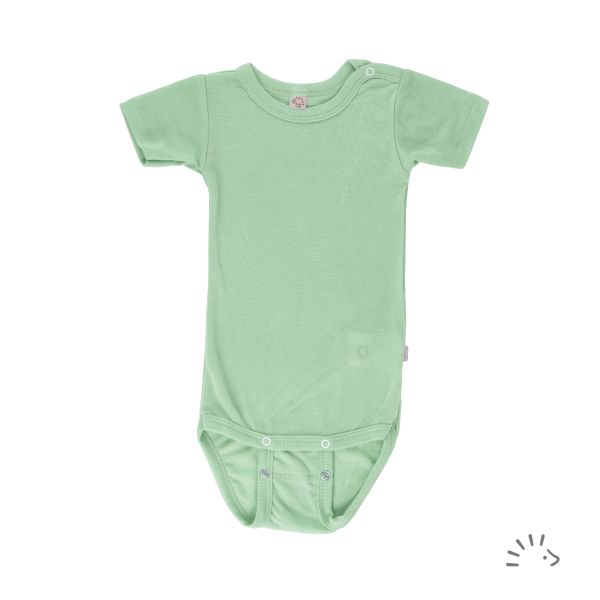 Kurzarm Body aus Wolle-Seide 