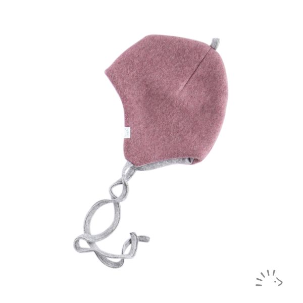 Fleece Mütze mit Bindeband aus Baumwolle