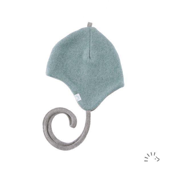 Fleece Mütze mit Bindeband aus Baumwolle