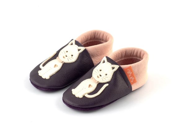 Lederschuhe Katze/ecru