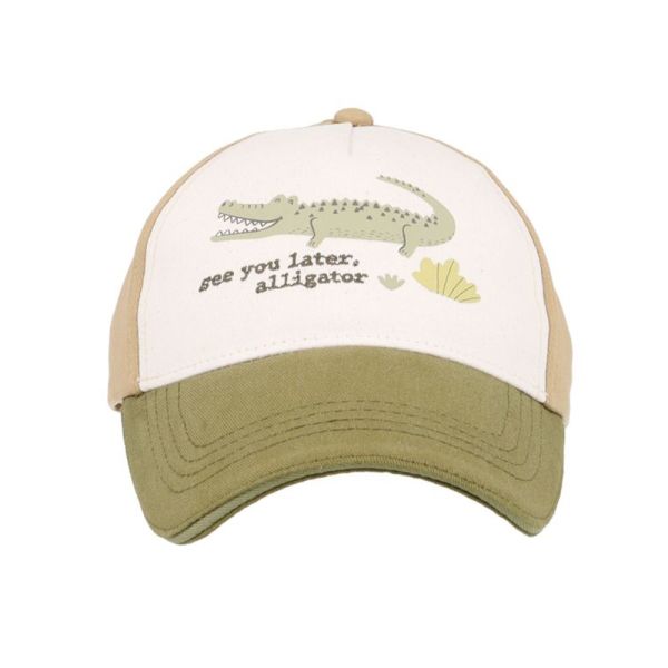 Boy-Cap olive/weiß Krokodil