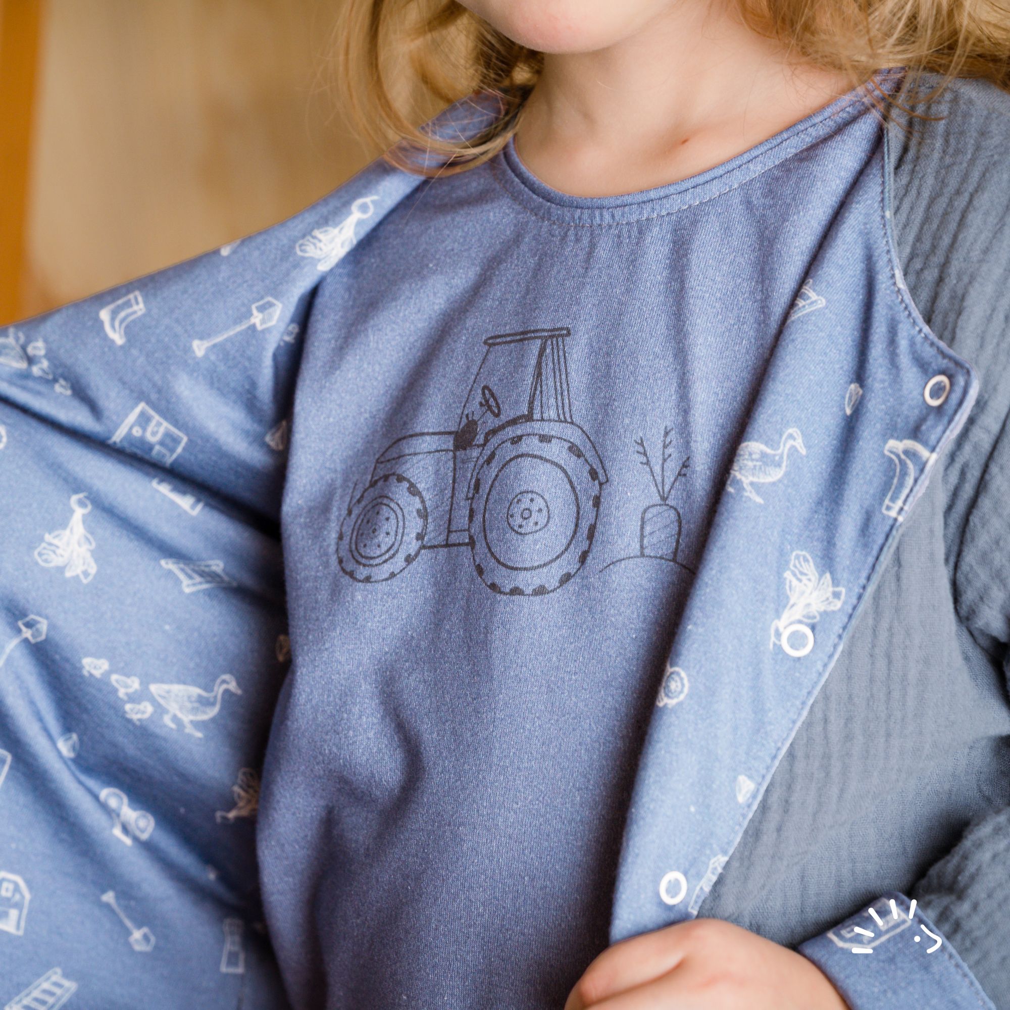 Gefütterte Wendejacke Musselin GOTS/Single Jersey