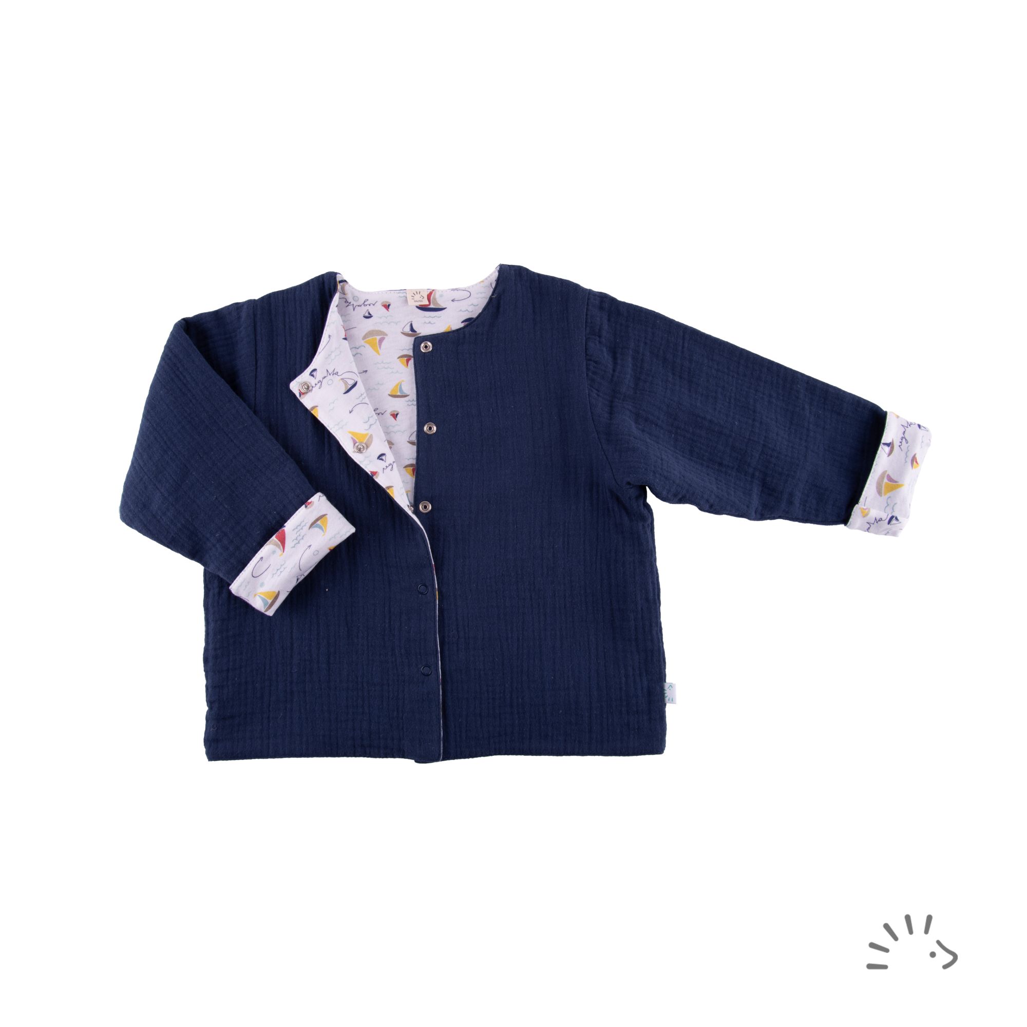 Gefütterte Wendejacke Musselin GOTS/Single Jersey