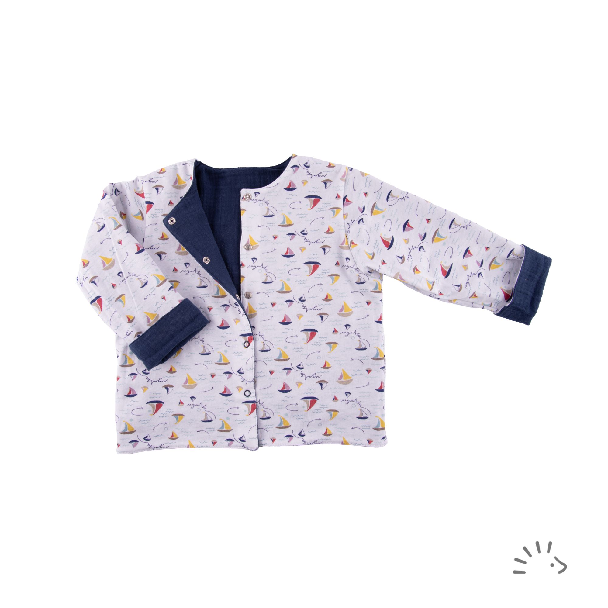 Gefütterte Wendejacke Musselin GOTS/Single Jersey