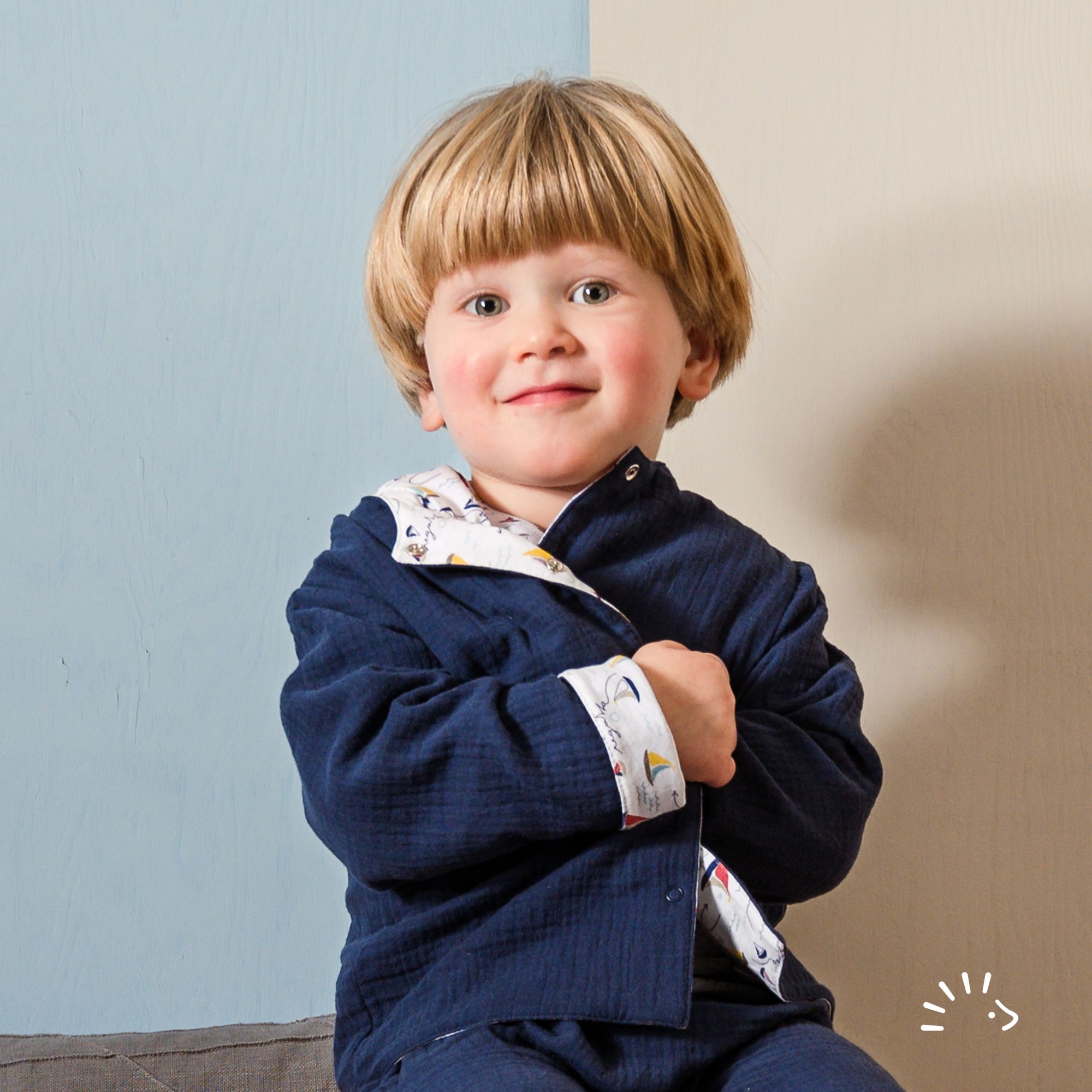 Gefütterte Wendejacke Musselin GOTS/Single Jersey