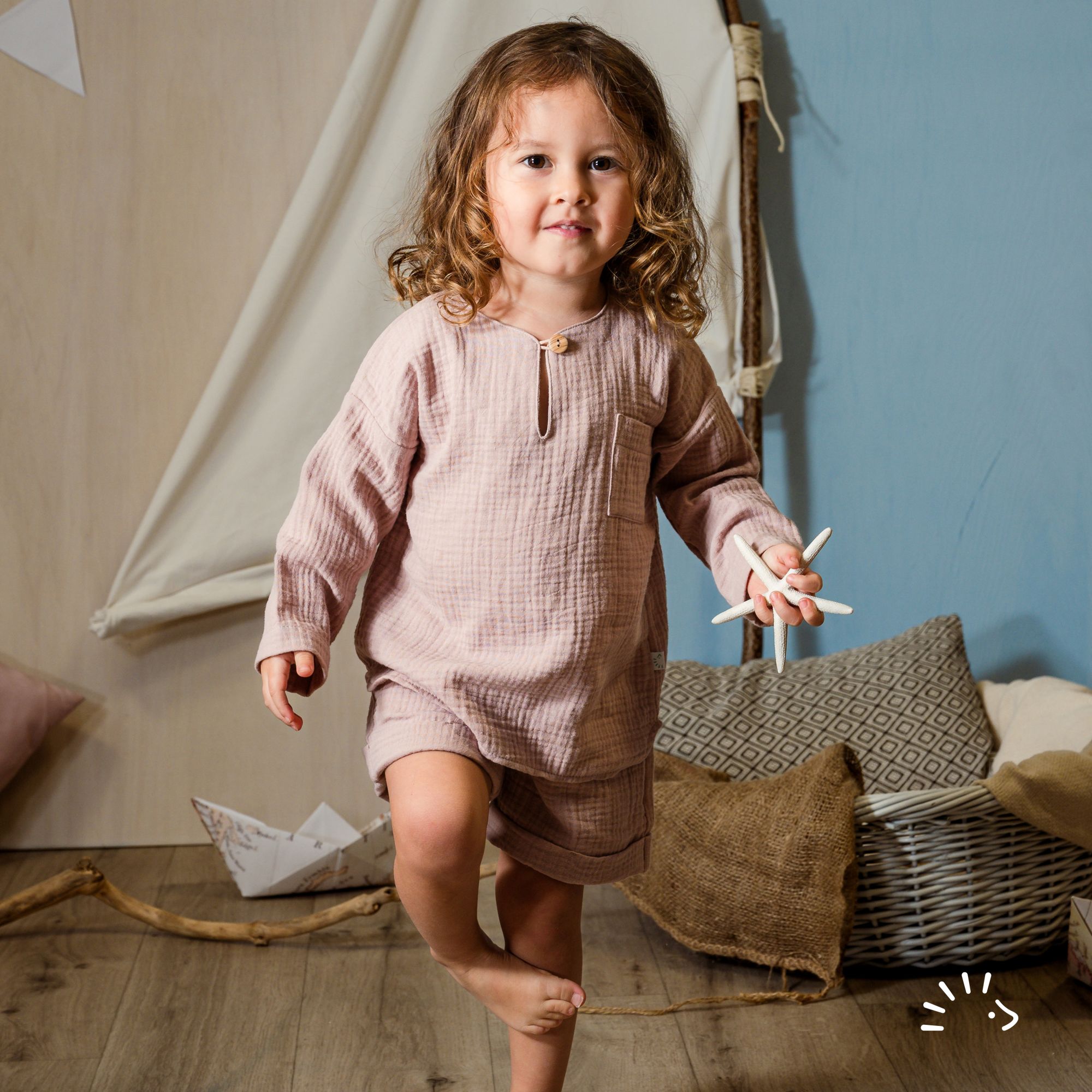 Shorts mit Umschlag Musselin GOTS