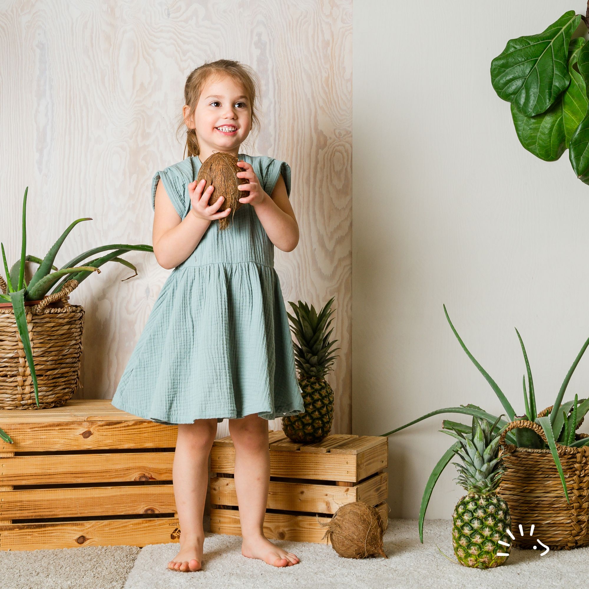 Kurzarmkleid Musselin GOTS