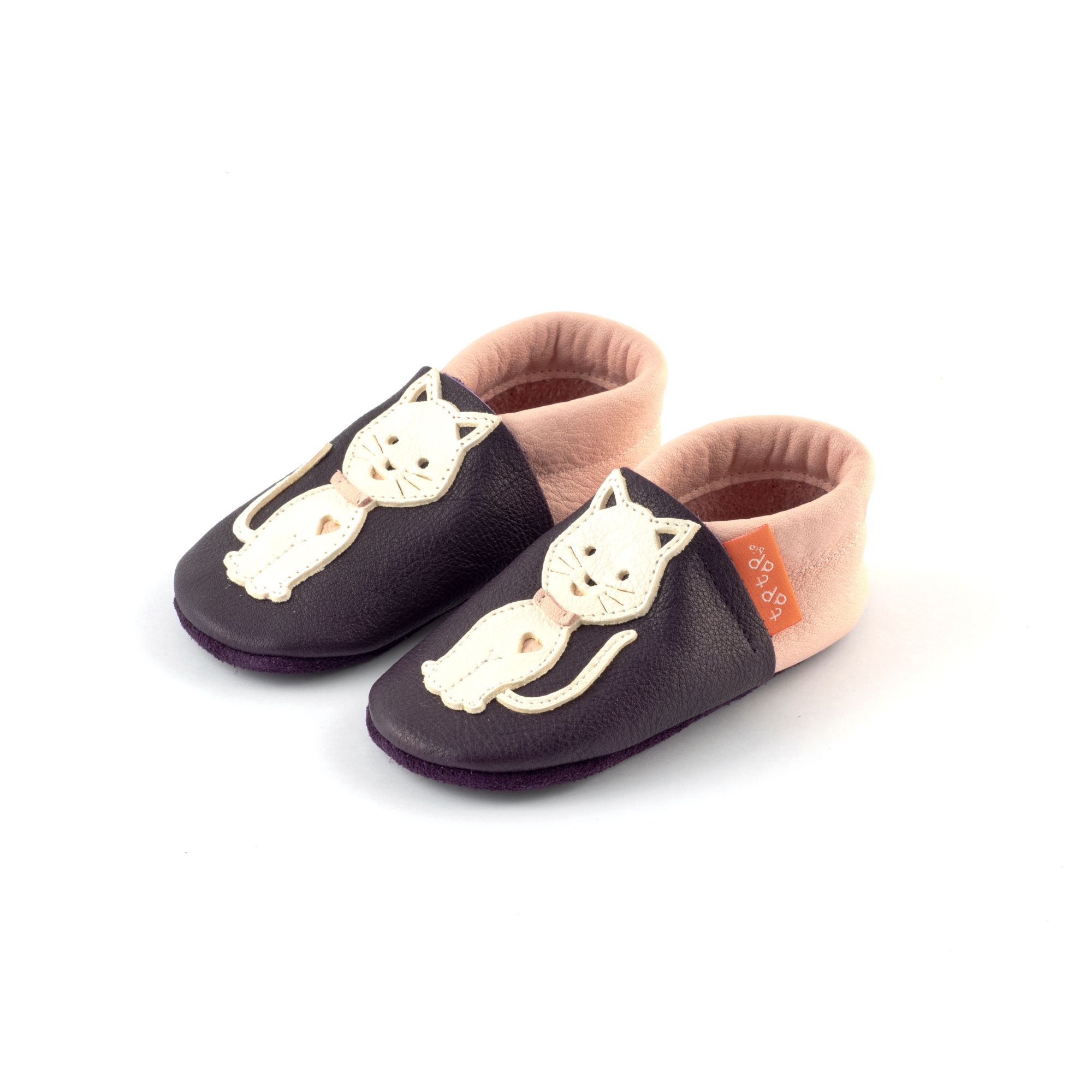 Lederschuhe Katze/ecru