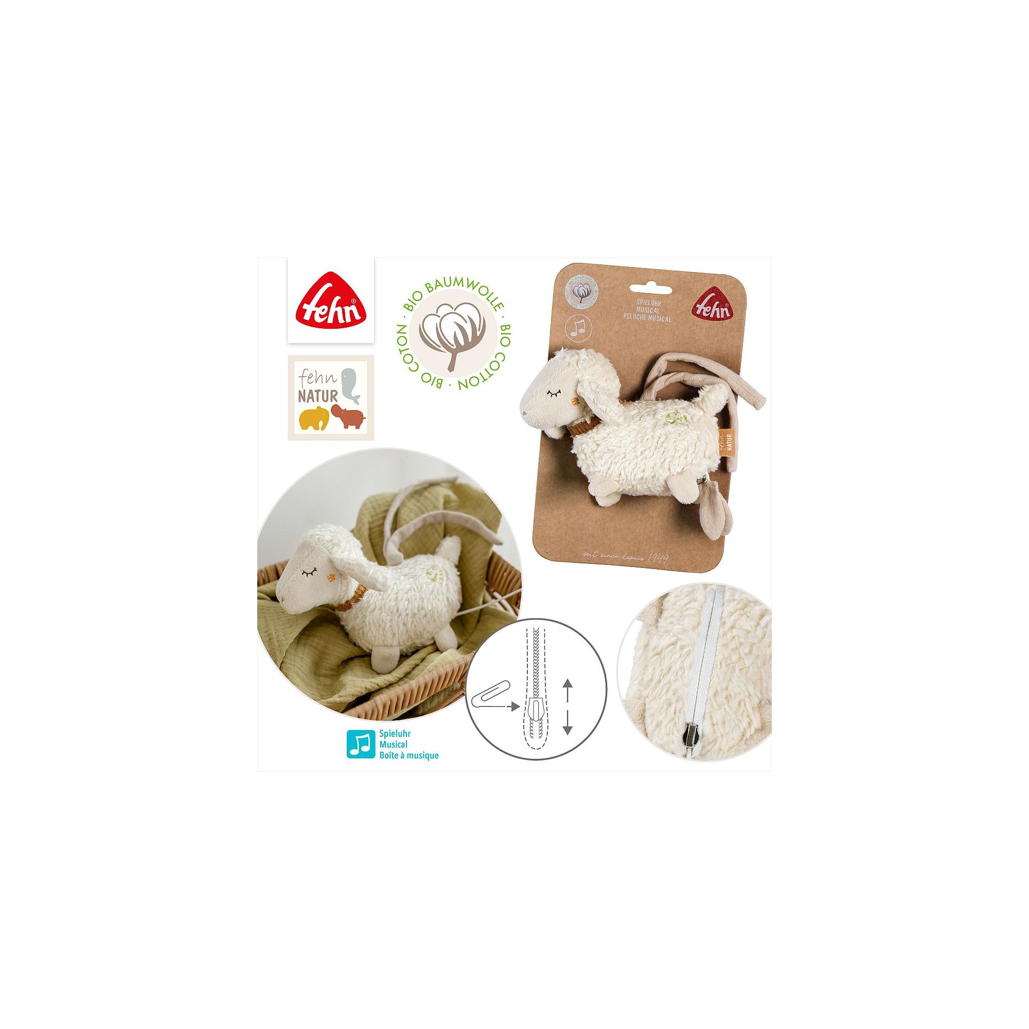 Mini-Spieluhr Schaf NATUR