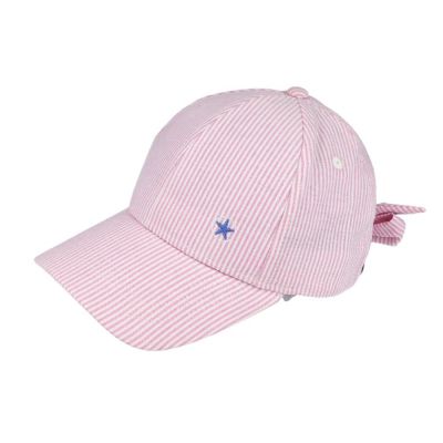 Kappe rosa/weiß gestreift mit Schleife