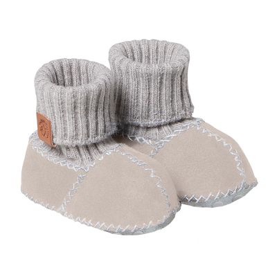 Lambskin baby slippers Balu with stopper sole