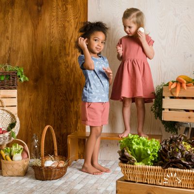 Shorts mit Umschlag Musselin GOTS