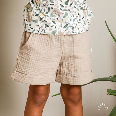 Shorts mit Umschlag Musselin GOTS