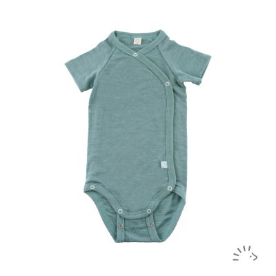 Kurzarm Wickelbody Wolle-Seide 