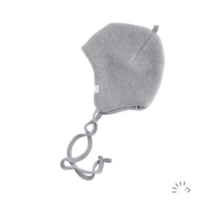 Fleece Mütze mit Bindeband aus Baumwolle