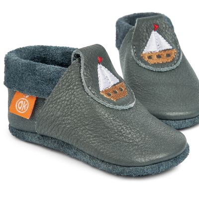 Lederhausschuhe Schiffchen