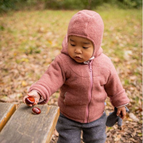 Jacke mit Kapuze Wollfleece GOTS